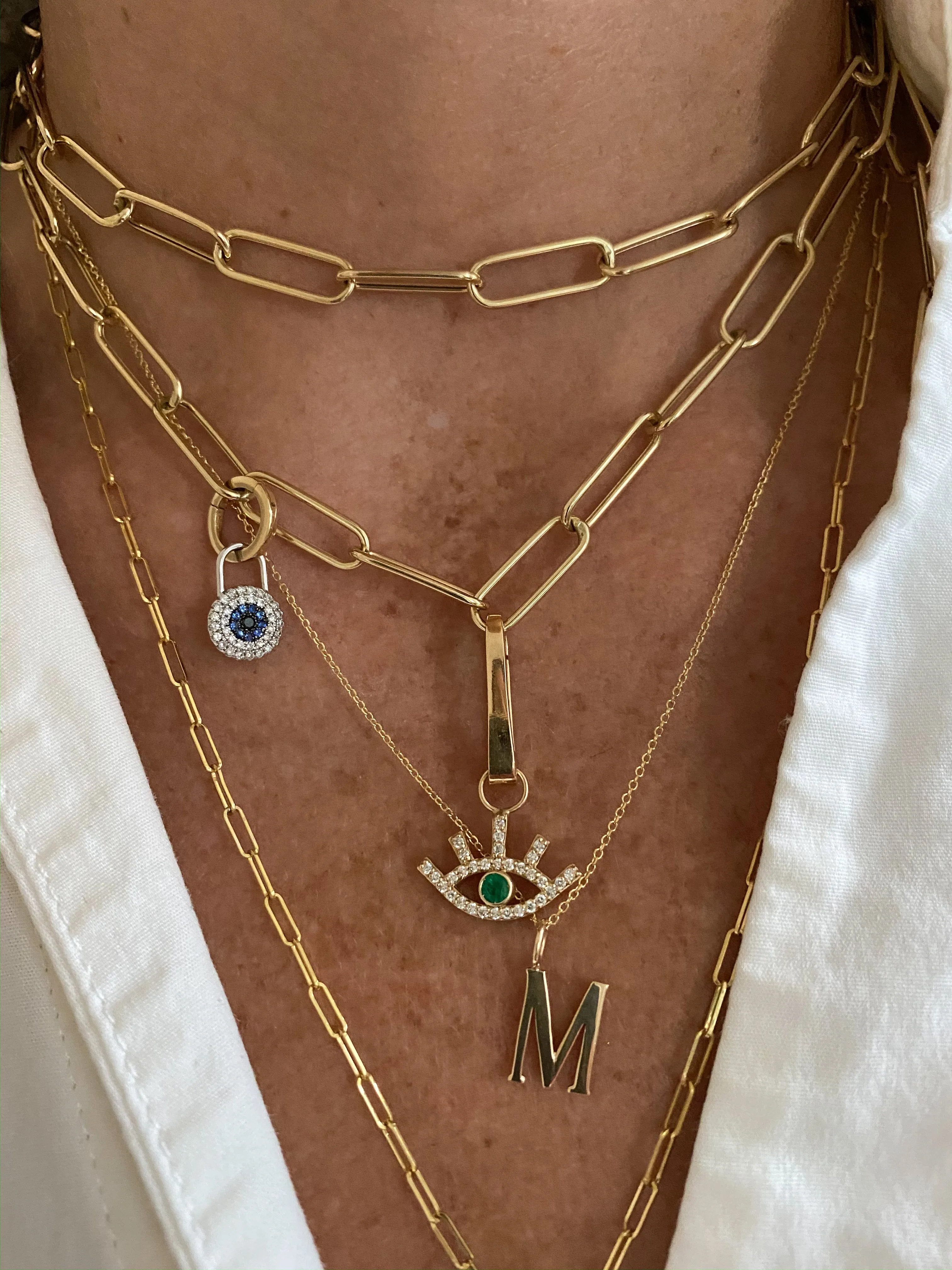 Diamond Emerald "Eye" Charm