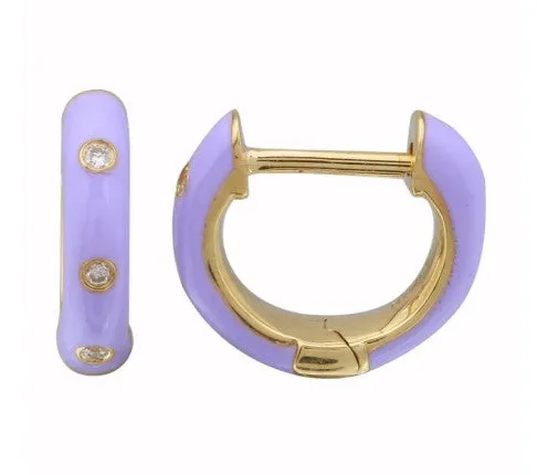 Diamond Enamel Huggies