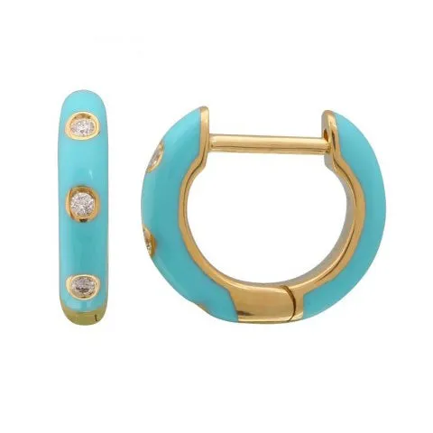 Diamond Enamel Huggies