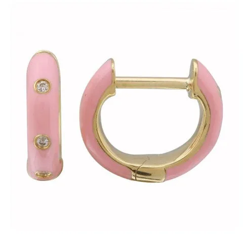 Diamond Enamel Huggies