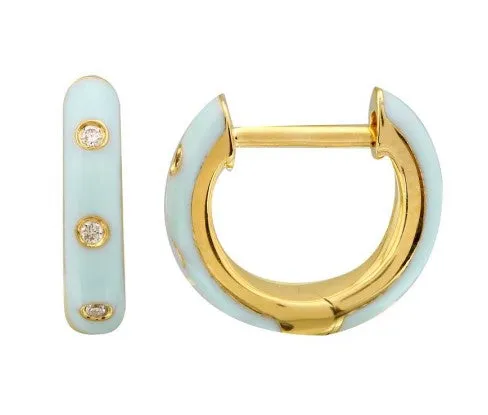 Diamond Enamel Huggies