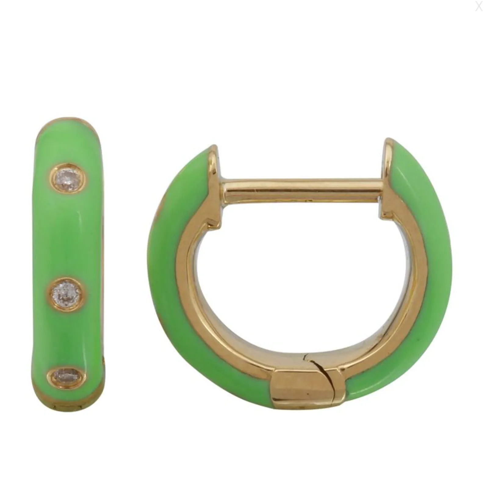 Diamond Enamel Huggies