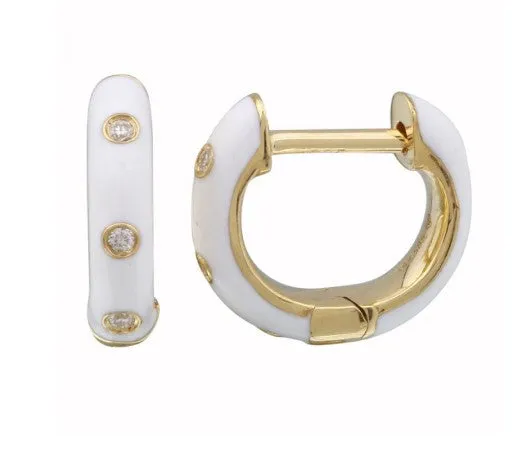 Diamond Enamel Huggies