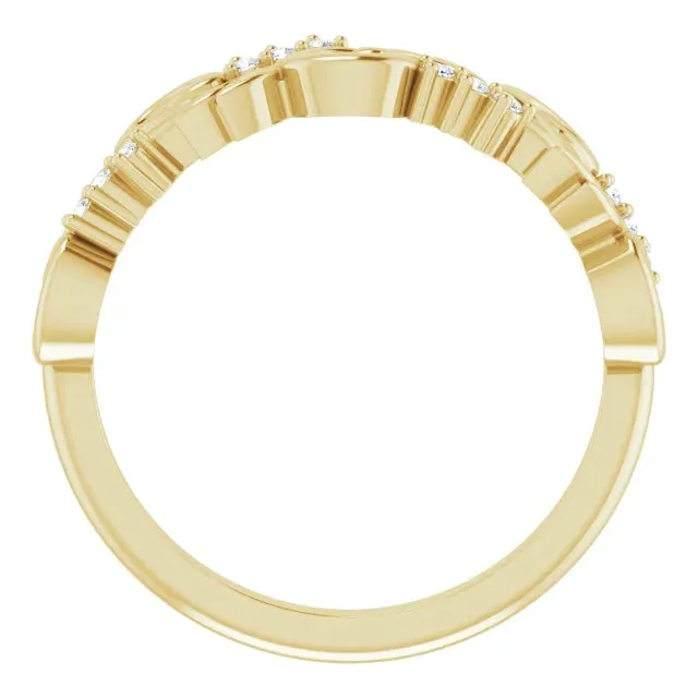 Diamond Floral Anniversary Band ,14K Gold with .08 CTW Natural Diamonds
