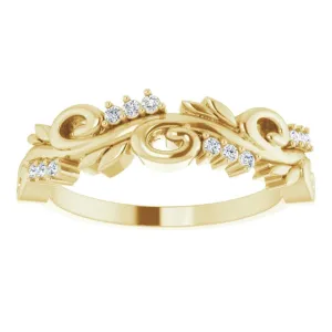 Diamond Floral Anniversary Band ,14K Gold with .08 CTW Natural Diamonds
