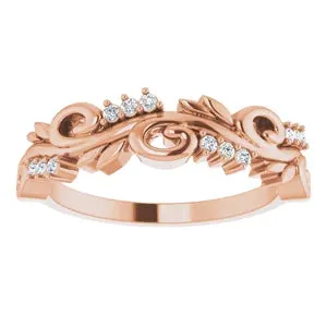 Diamond Floral Anniversary Band ,14K Gold with .08 CTW Natural Diamonds