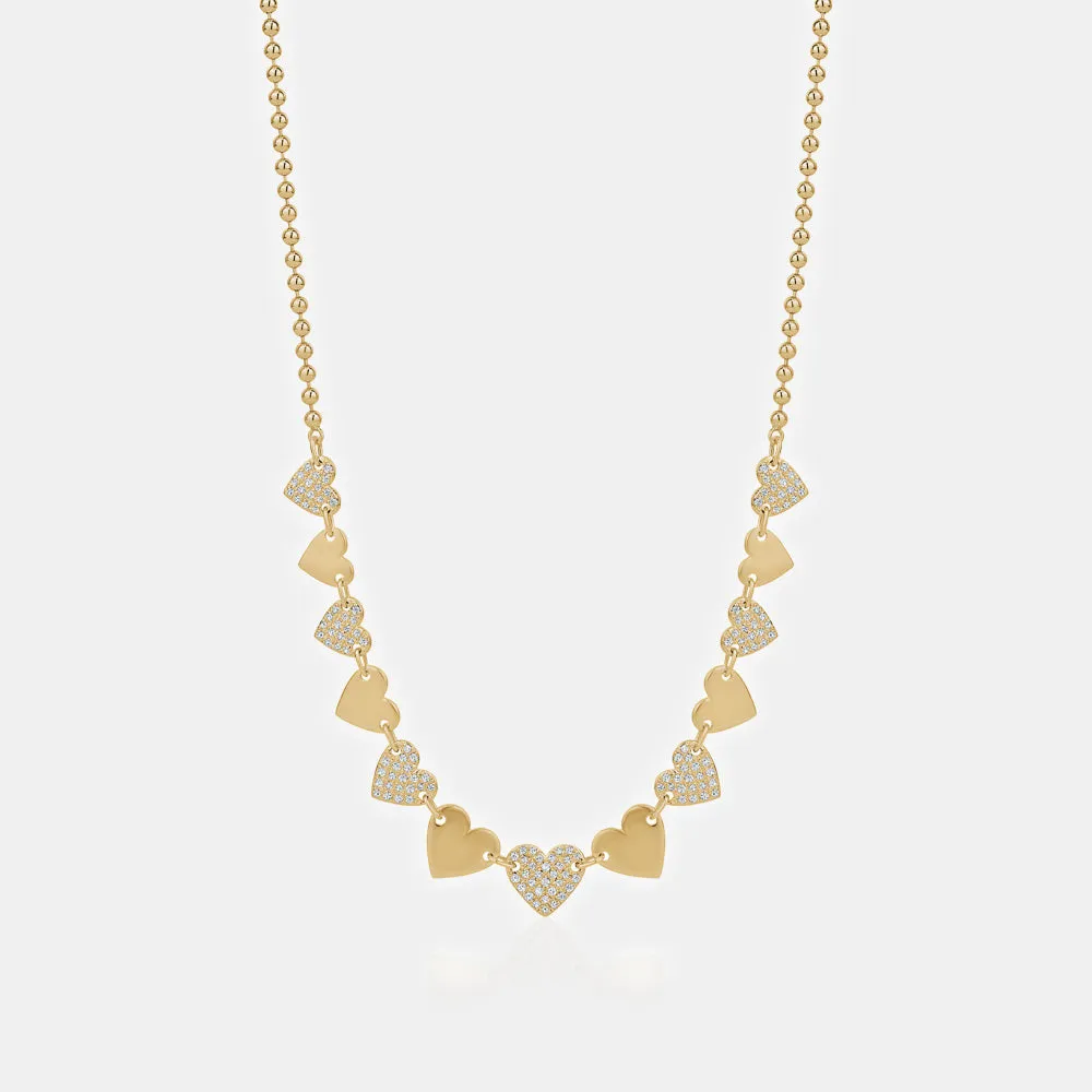 Diamond Heart Beaded Necklace