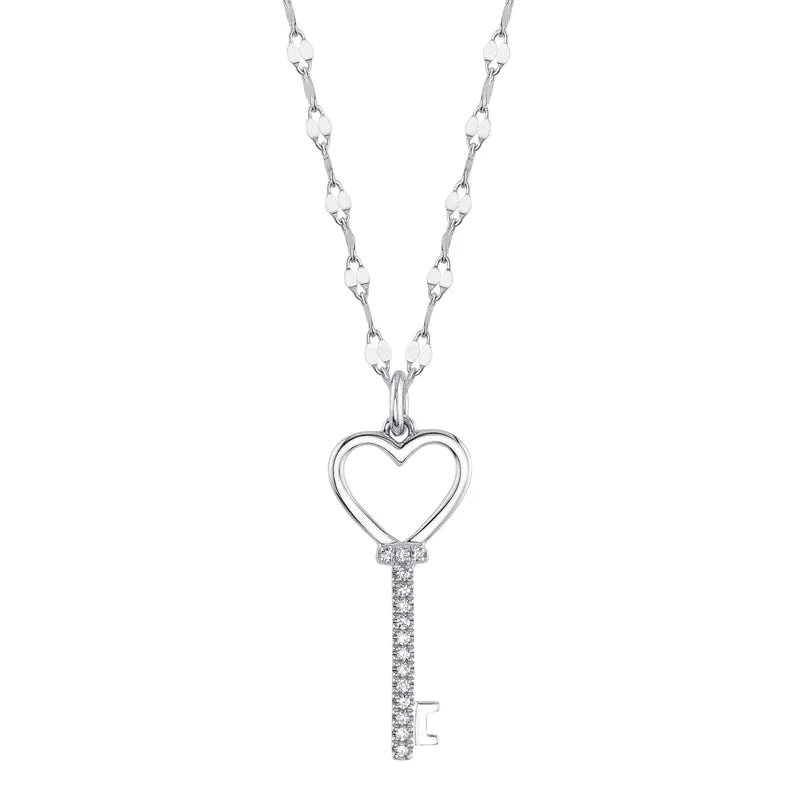 Diamond Heart Key Necklace