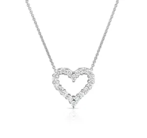 Diamond Heart Pendant in White Gold