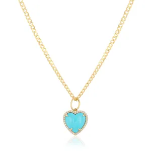 diamond pave turquoise heart necklace