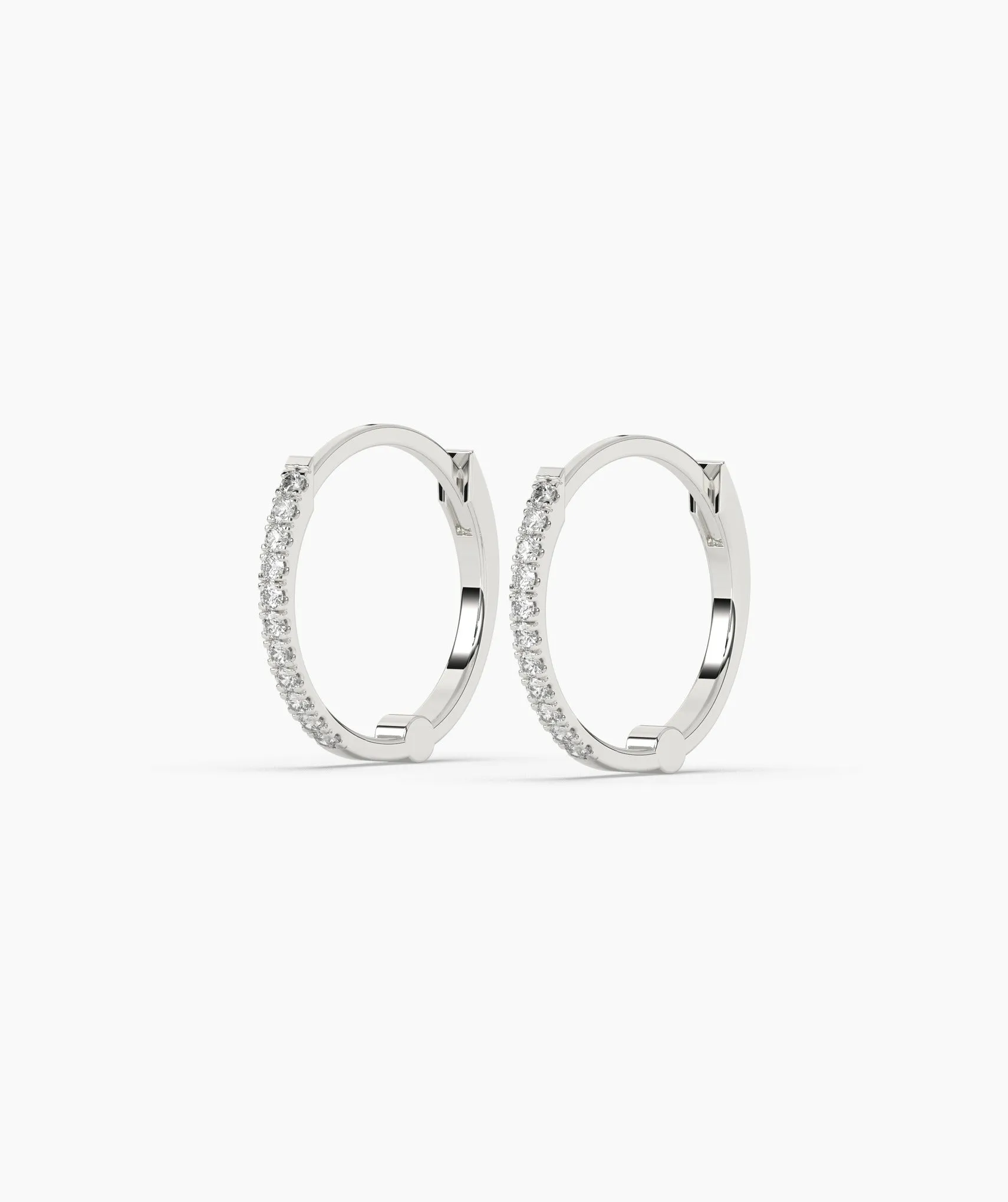 Diamond Row 14K Gold Hoop Earrings