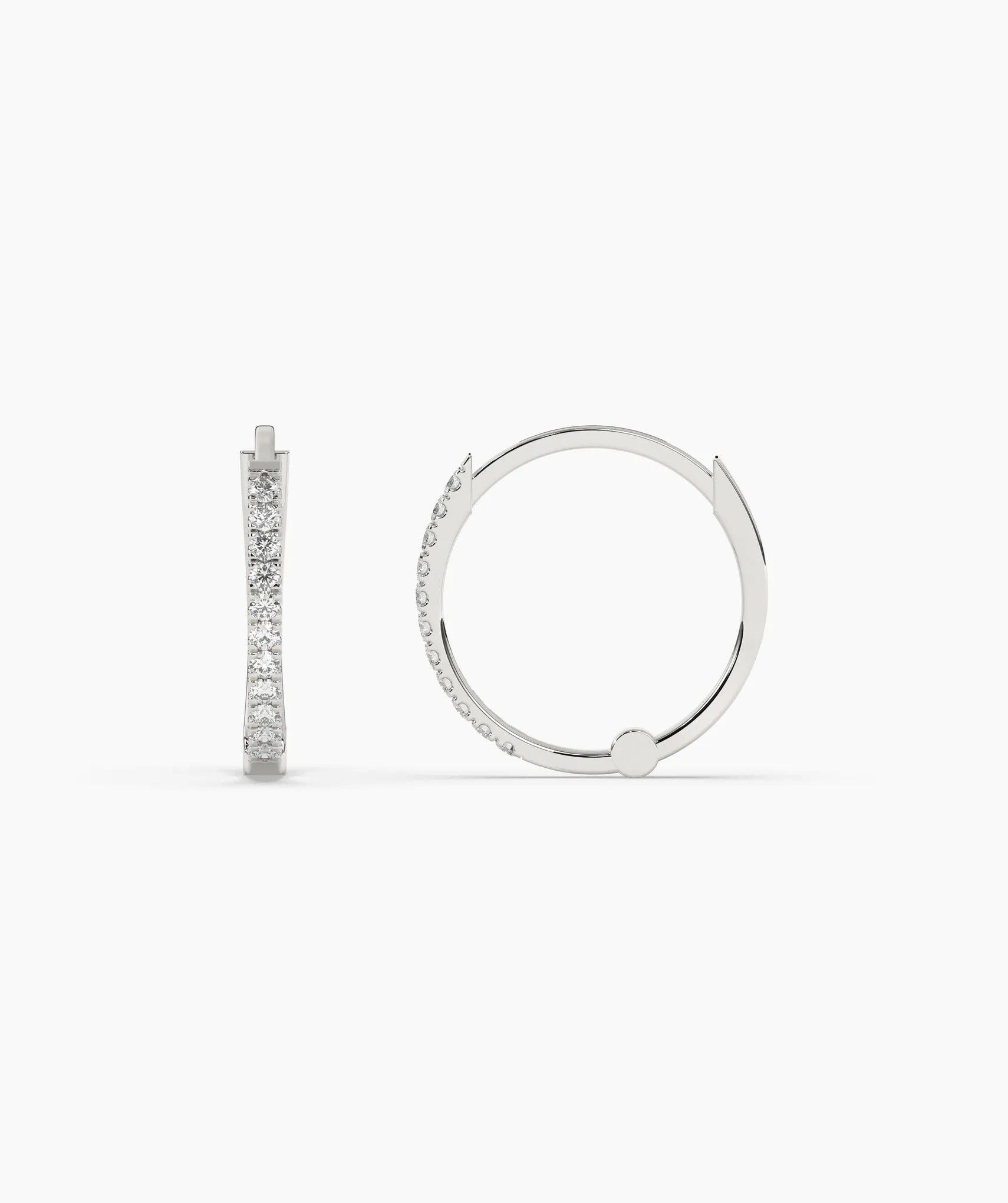 Diamond Row 14K Gold Hoop Earrings