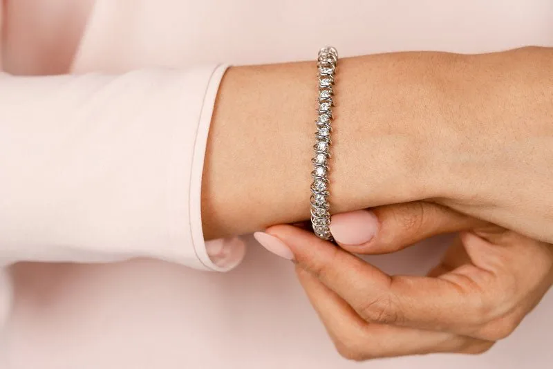 Diamond Swirl Link Lab-Grown Diamond Tennis Bracelet with 10.08 ct.(finished) 4.8mm