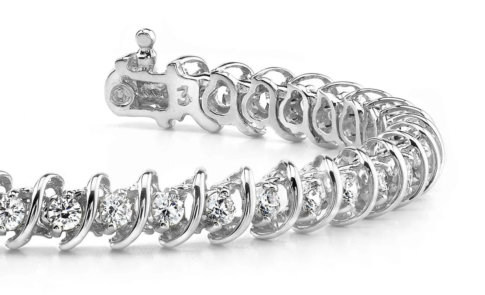 Diamond Swirl Link Lab-Grown Diamond Tennis Bracelet with 6.08 ct.(finished) 3.8mm