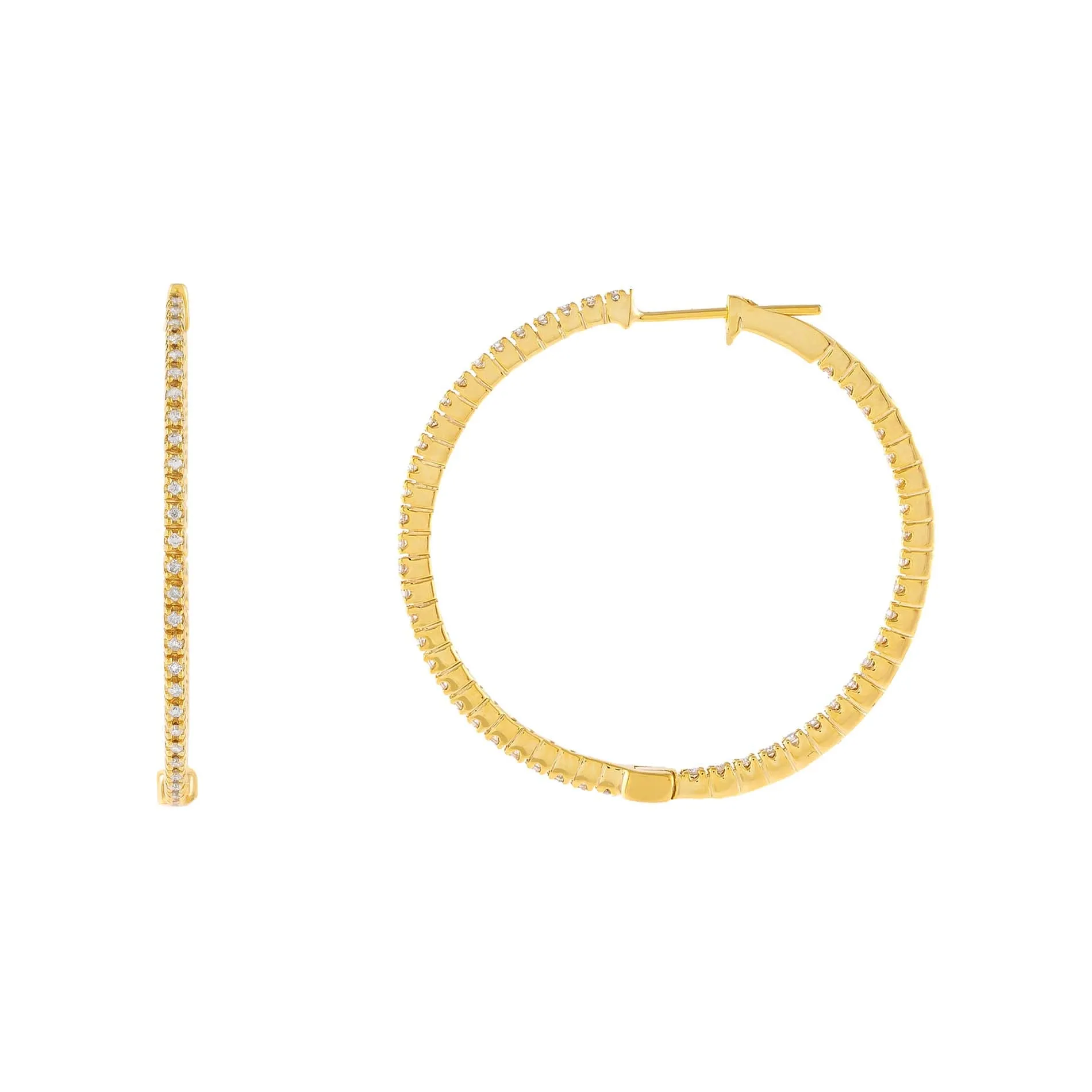 Diamond Thin Hoop Earring 14K