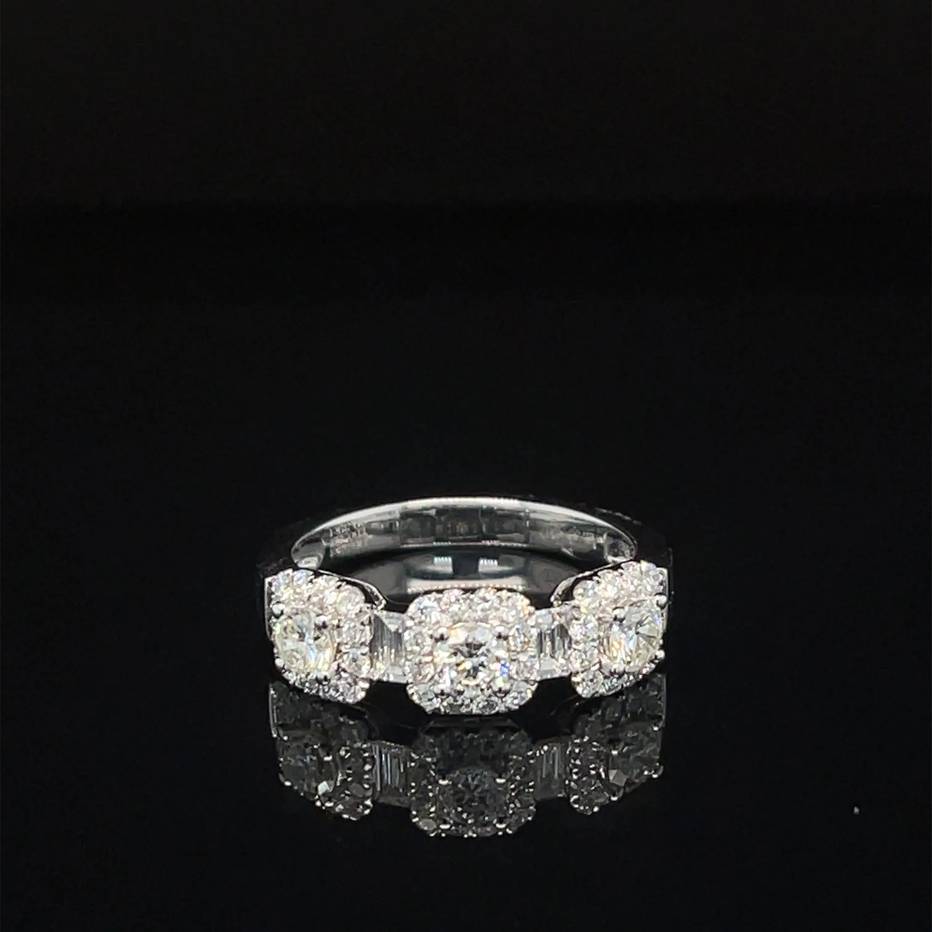Diamond Triple Cushion Cluster Anniversary Ring in 18k White Gold - #623 - RGDIA670526