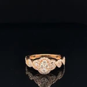 Diamond Triple Halo Cluster Promise Ring in 18k Rose Gold - (#26-HRDIA002730)