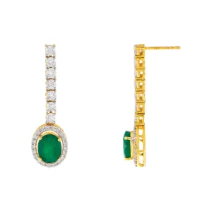 Diamond x Emerald Tennis Drop Stud Earring 14K