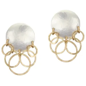 Disc with Overlapping Rings Clip or Post Earring
