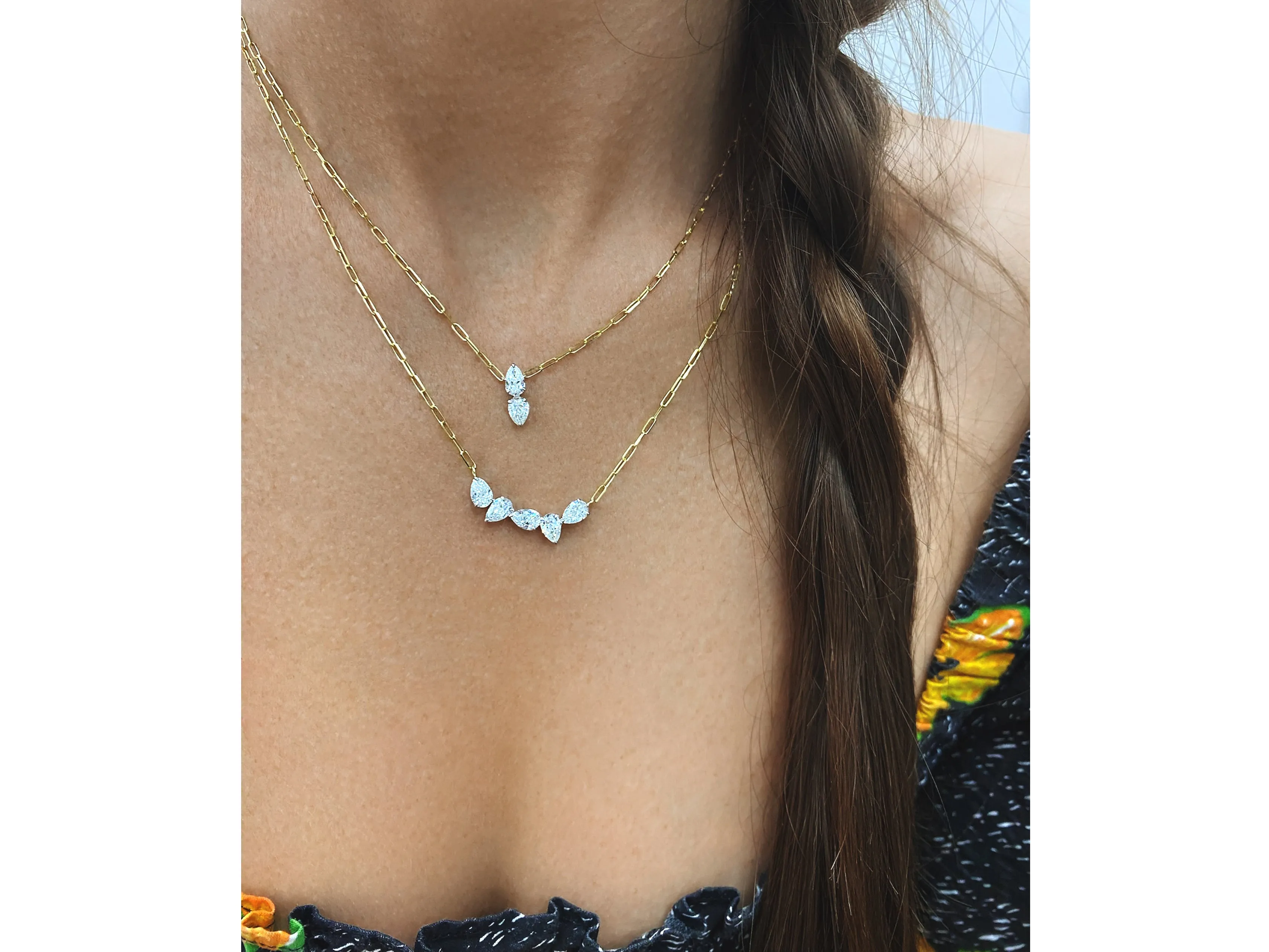 Double Pear Diamond Necklace