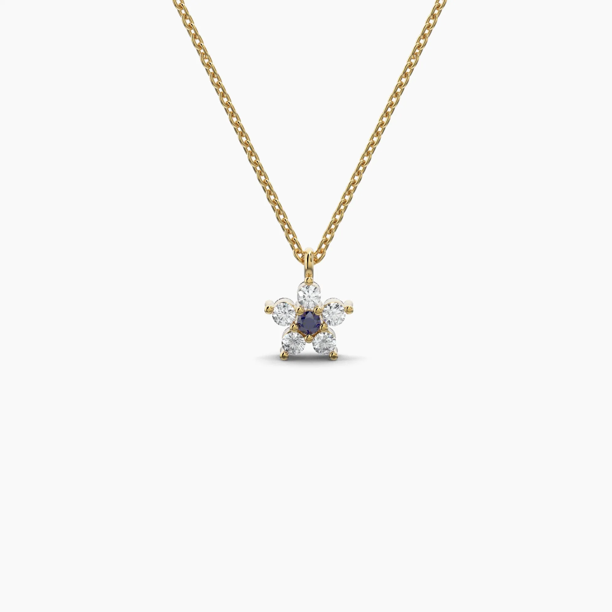 Double Sided Diamond & Sapphire Flower Necklace
