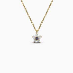 Double Sided Diamond & Sapphire Flower Necklace