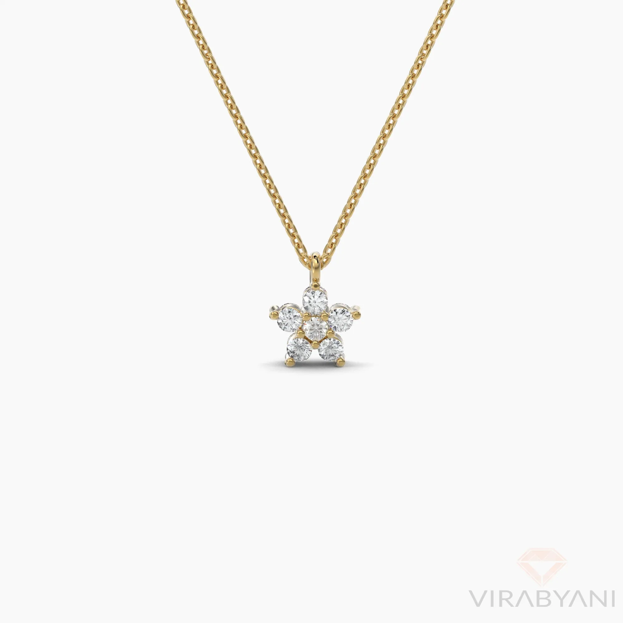 Double Sided Diamond & Sapphire Flower Necklace