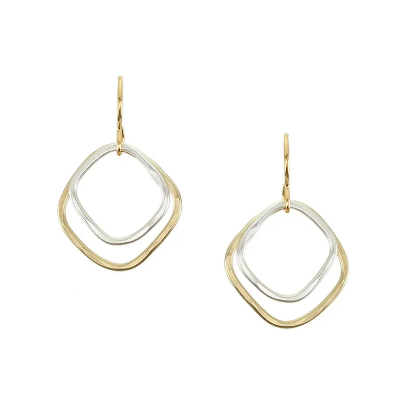 Double Square Rings Wire Earrings