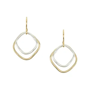 Double Square Rings Wire Earrings
