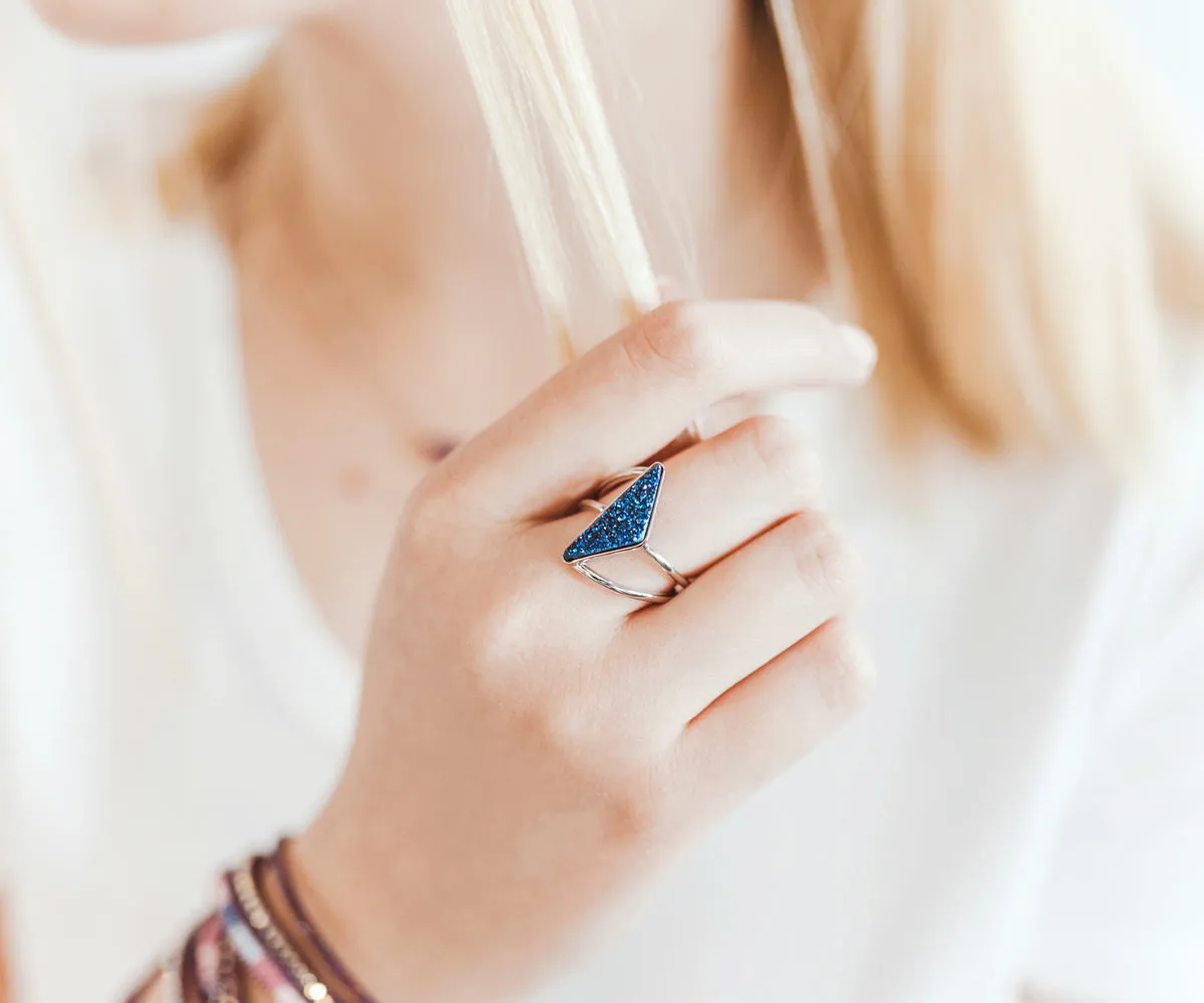Double Twist Black Druzy Ring