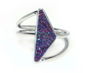 Double Twist Purple Rainbow Druzy Ring