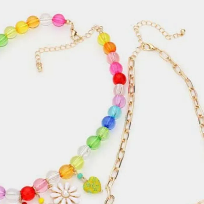 Dragonfly Heart Pearl Butterfly Flower Pendant Lucite Necklaces & Earrings