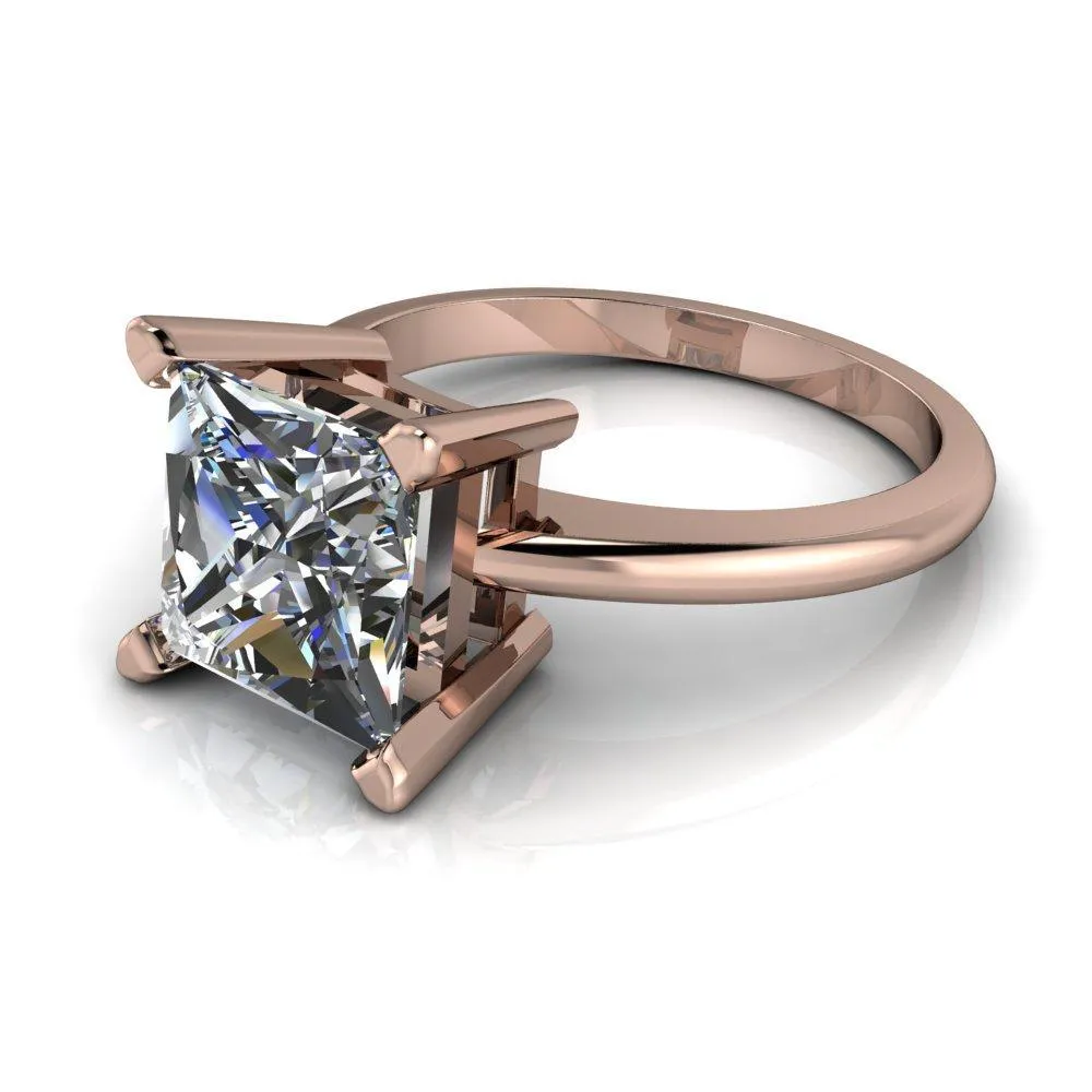 Dynasty Princess/Square Moissanite 4 Prong Under Bezel Engagement Ring