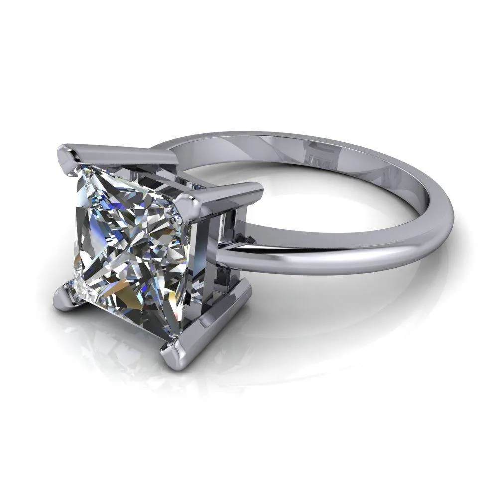 Dynasty Princess/Square Moissanite 4 Prong Under Bezel Engagement Ring