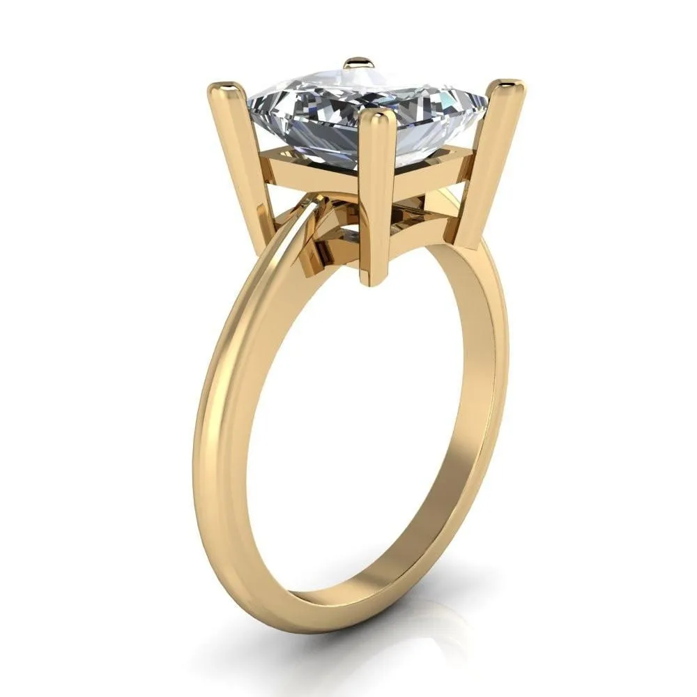 Dynasty Princess/Square Moissanite 4 Prong Under Bezel Engagement Ring