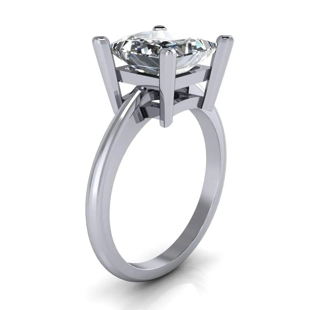 Dynasty Princess/Square Moissanite 4 Prong Under Bezel Engagement Ring