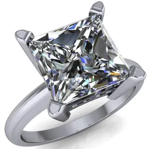 Dynasty Princess/Square Moissanite 4 Prong Under Bezel Engagement Ring