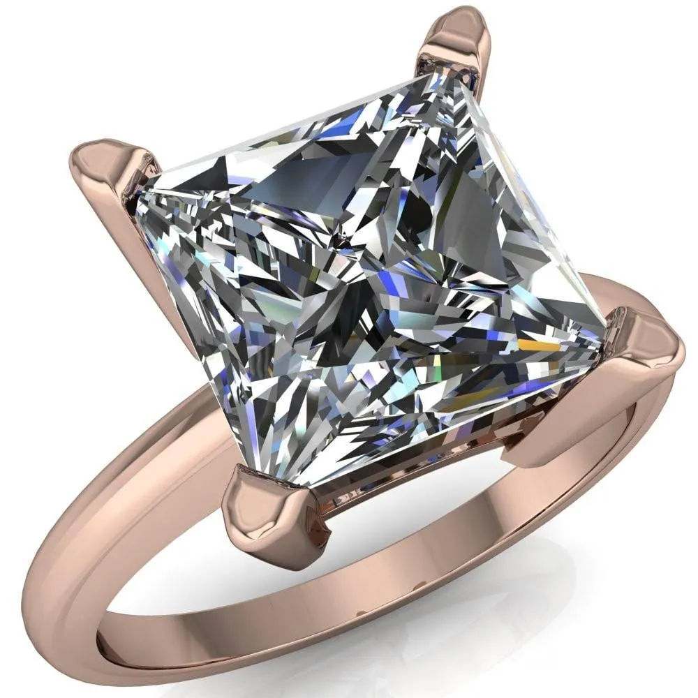 Dynasty Princess/Square Moissanite 4 Prong Under Bezel Engagement Ring