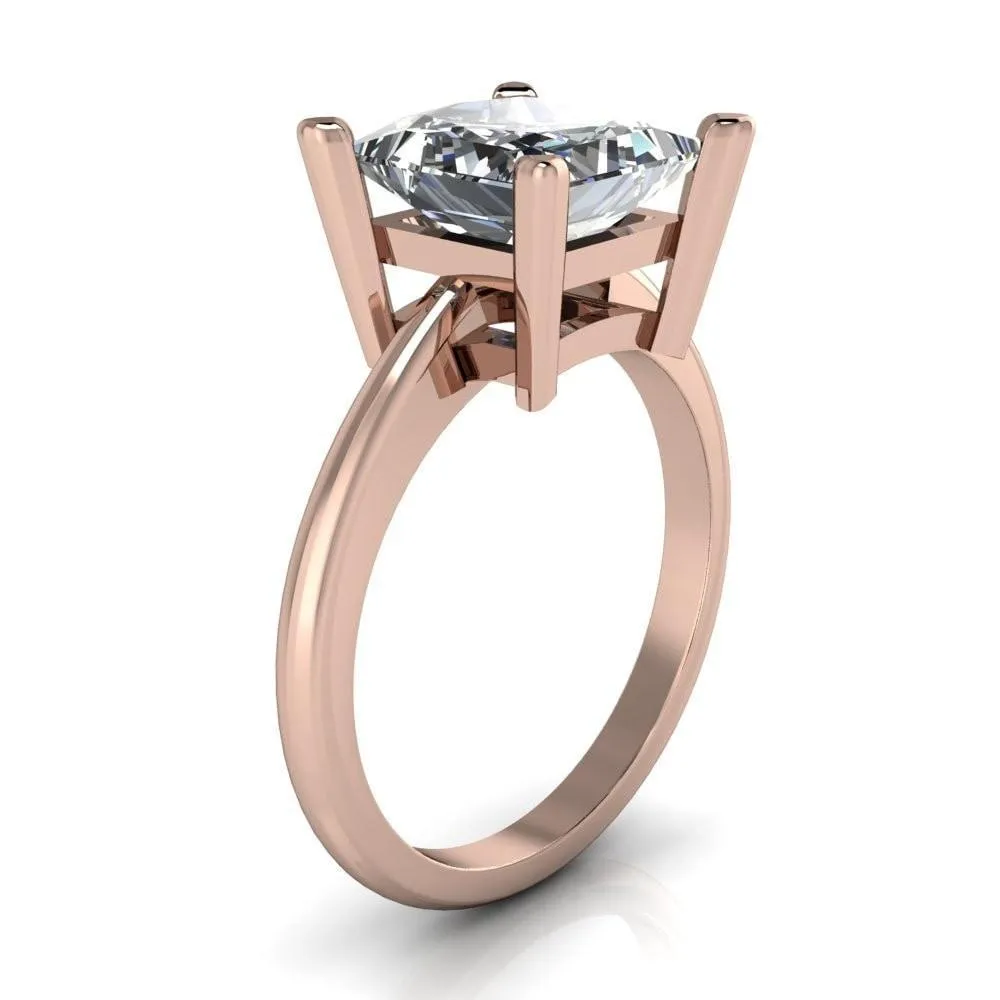 Dynasty Princess/Square Moissanite 4 Prong Under Bezel Engagement Ring