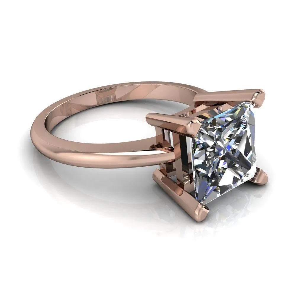 Dynasty Princess/Square Moissanite 4 Prong Under Bezel Engagement Ring