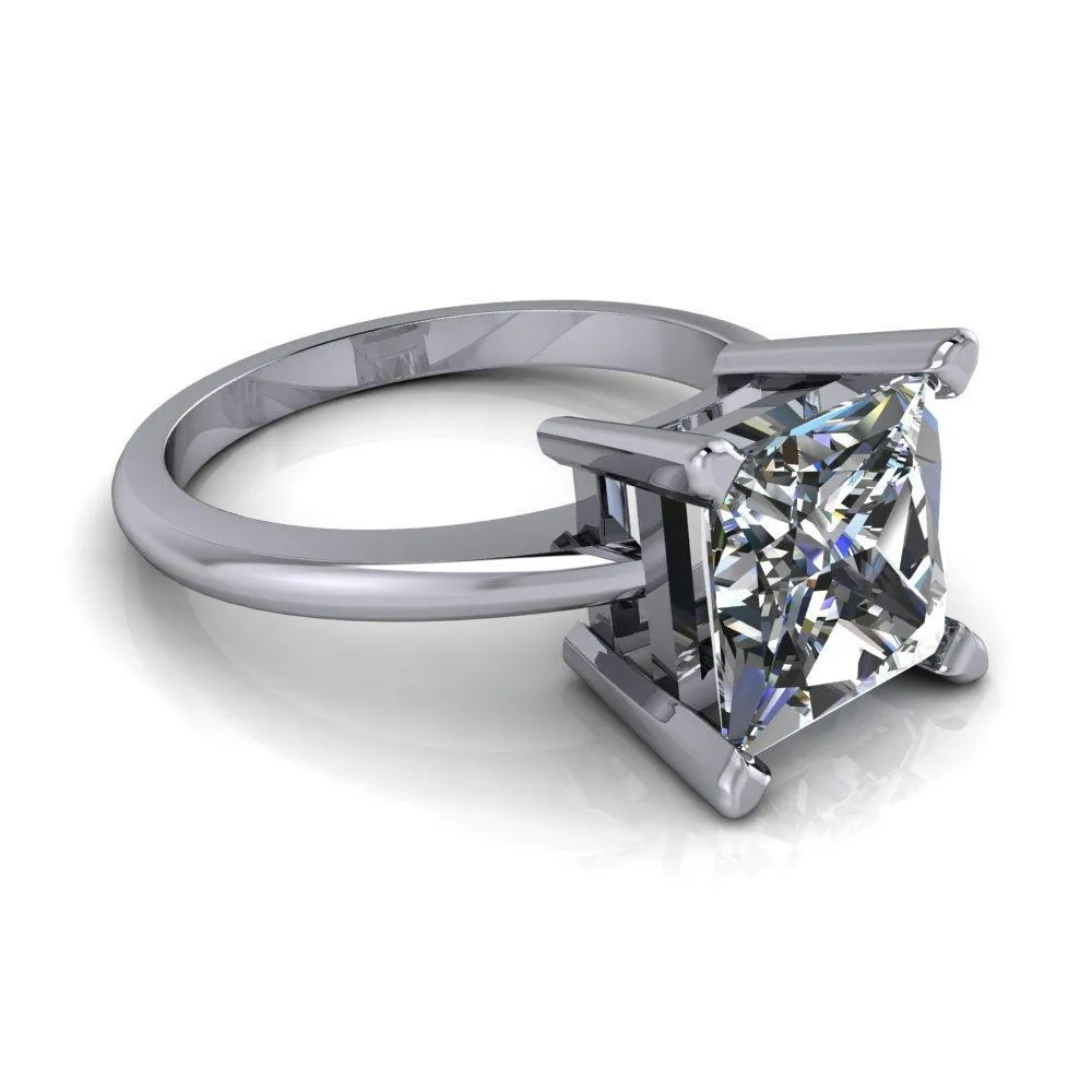 Dynasty Princess/Square Moissanite 4 Prong Under Bezel Engagement Ring