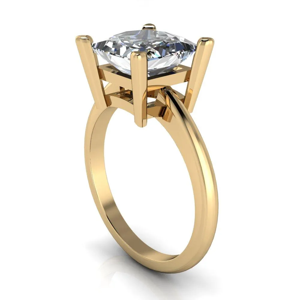 Dynasty Princess/Square Moissanite 4 Prong Under Bezel Engagement Ring