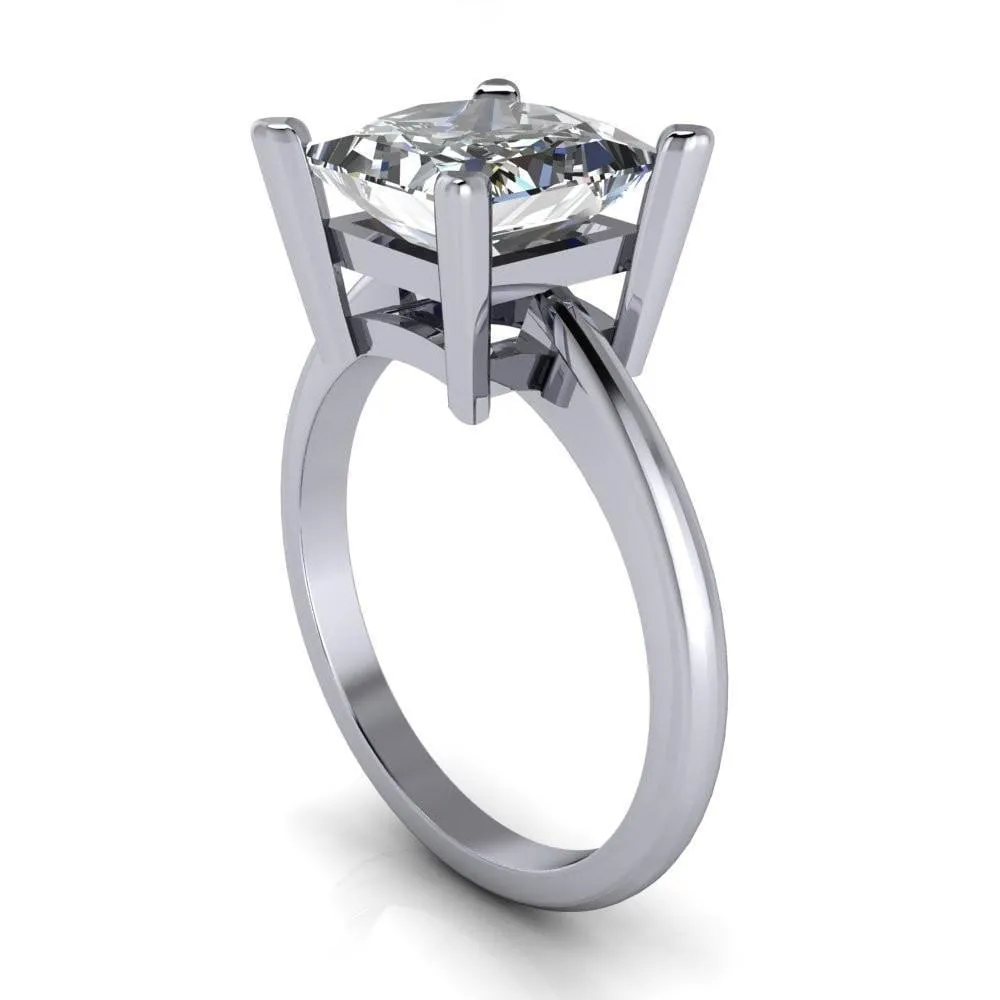 Dynasty Princess/Square Moissanite 4 Prong Under Bezel Engagement Ring