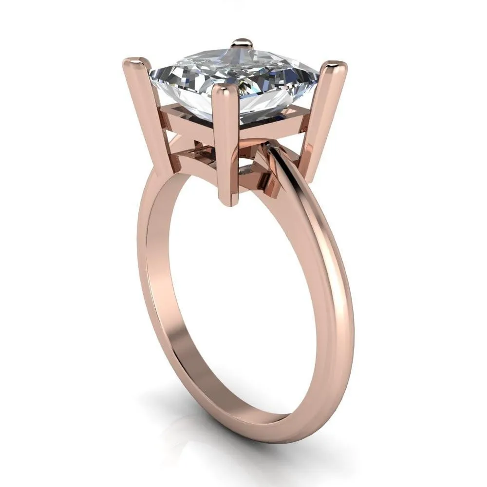 Dynasty Princess/Square Moissanite 4 Prong Under Bezel Engagement Ring