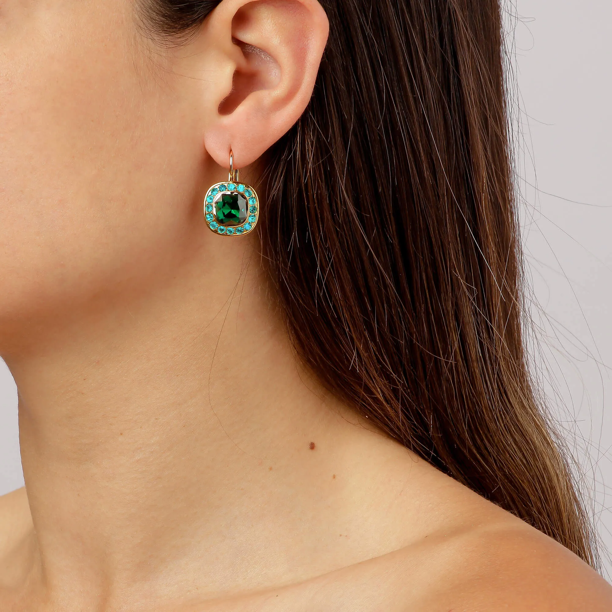 Dyrberg Kern Celin Gold Drop Earrings - Green