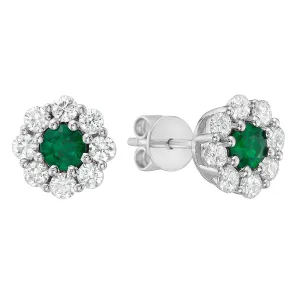 Earrings 14KW/1.5G 2EMER-0.38CT 16RD-0.51CT