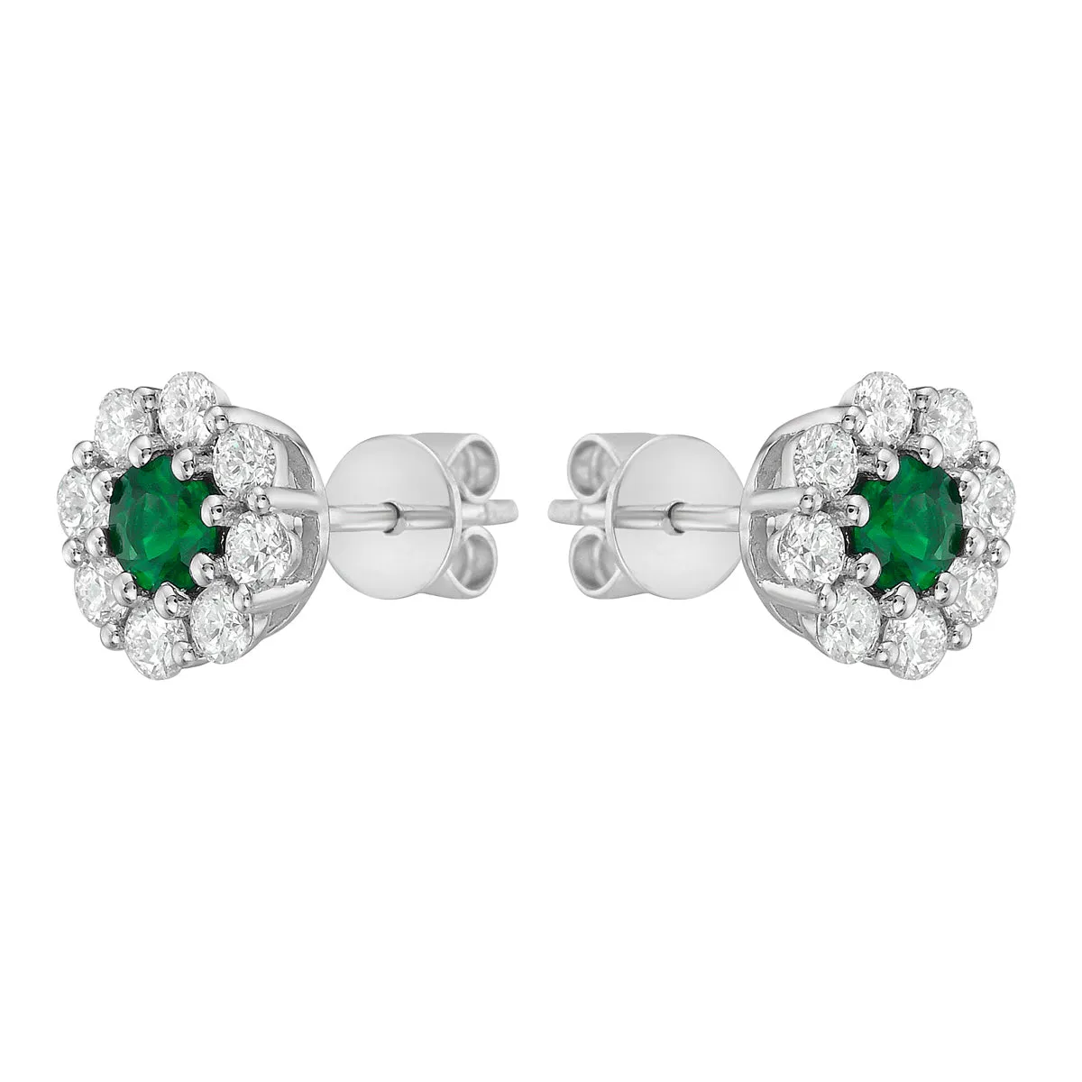 Earrings 14KW/1.5G 2EMER-0.38CT 16RD-0.51CT