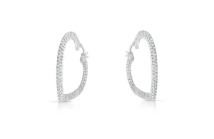 Earrings 18k Gold Heart Shape & Diamonds Hoops
