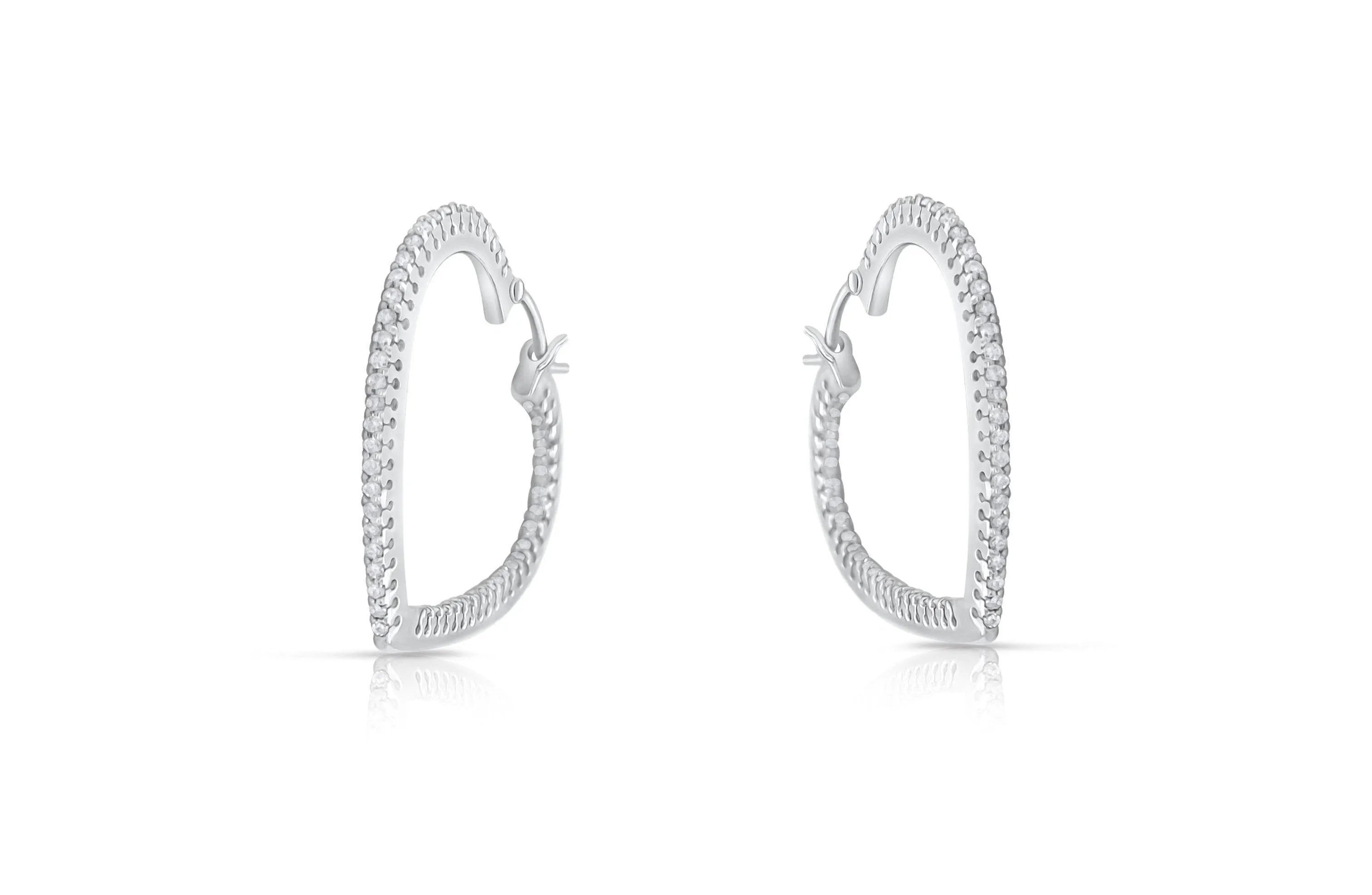 Earrings 18k Gold Heart Shape & Diamonds Hoops