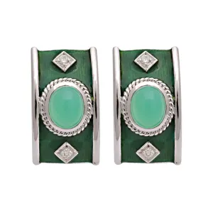 Earrings-Chrysoprase and Diamond (Enamel)